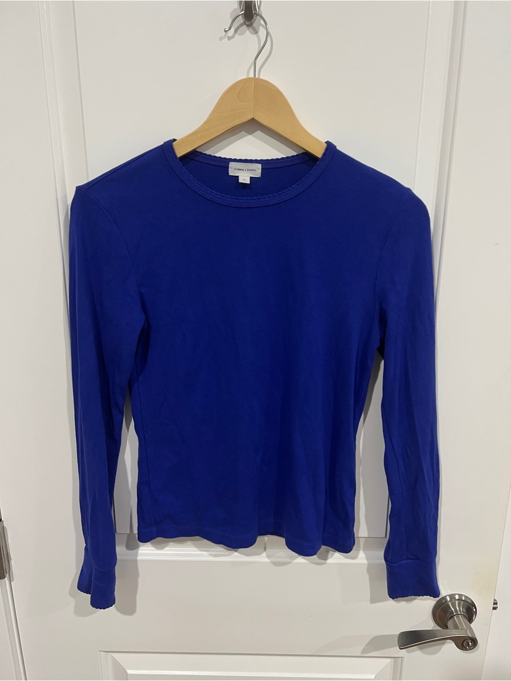 Coterie Donni Electric Blue Long Sleeve 100% Cotton T-Shirt - sz M